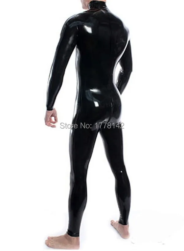 

Men Latex Catsuit Shoulder Zip Crotch Zip Zentai Bodysuit