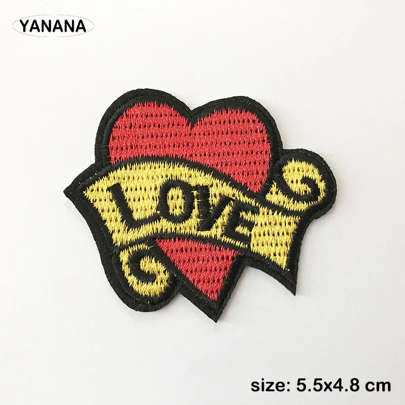 Love heart-shaped Iron On Patches Sewing Embroidered Applique for Jacket Clothes Stickers Badge DIY Apparel Accessories