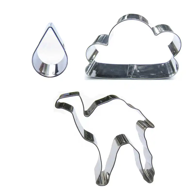 3 pcs Little Water Drop Cloud Camel Stainless steel Cookie cutter biscuit embossing machine Pastry molds Cake decorating Tools