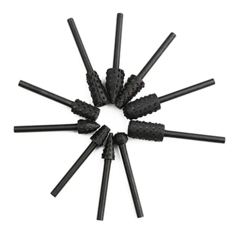 Broca de madera con vástago de 3MM y 1/8 pulgadas, minilima rotativa, juego de rebabas, 10 unids/set