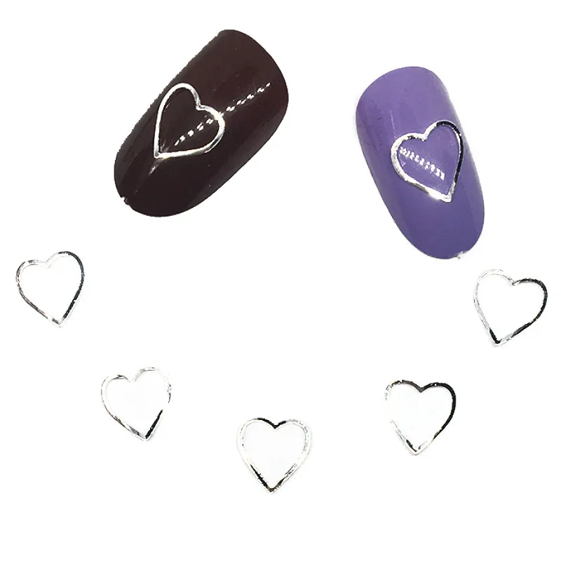 50 Pcs Rose Gold Heart Nail Art Decorations Hollow Punk 3d Moon Stud Bling Hybrid Metal Rivet Cross Accessoires Nailart Supplies