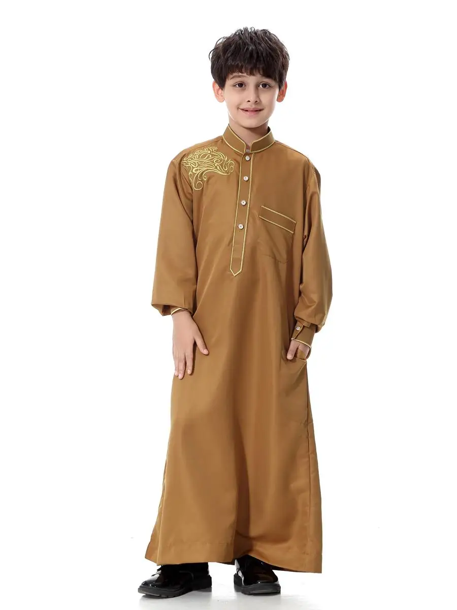 Dubai Arabische Moslim Kids Boy Jubba Thobe Turkse Gewaad Ramadan Islamitische Kleding Kaftan Abaya Gebed Kledingstuk Jurk Thoub Djellaba