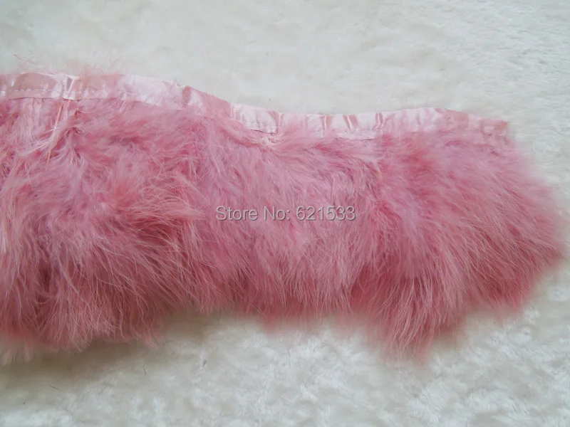 

2Yards/lot-CORAL Turkey Marabou Feather Trim Fringe for Dress Up Show Christmas Feather Trim,Skin Pink Feather Fringe