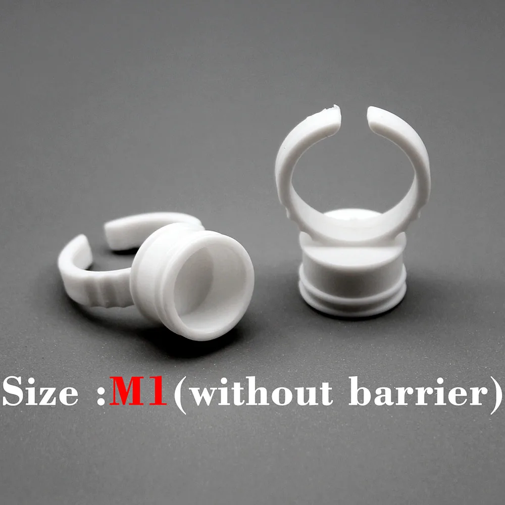 킴치 100개 일회용 타투 색소 홀더 링 팔레트 (그리드 바리어 포함) 속눈썹 연장 접착제 홀더 실리콘