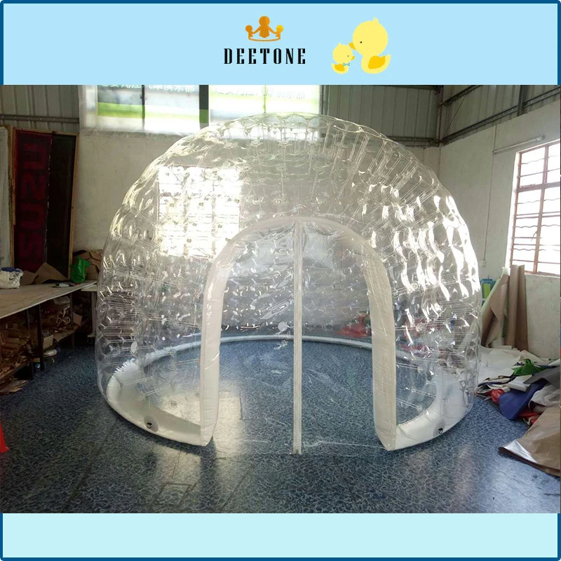 

Closed air 4 meters in diameter and 3 meters high 0.8 MMPVC transparent inflatable tent