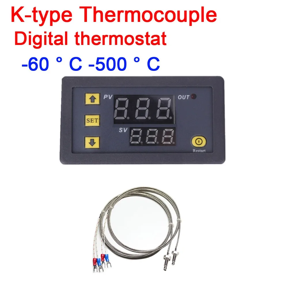 -60C to +999C K-type thermocouple Digital thermostat controller Temperature switch LED Thermometer control 5v 12V 24V Temperatur