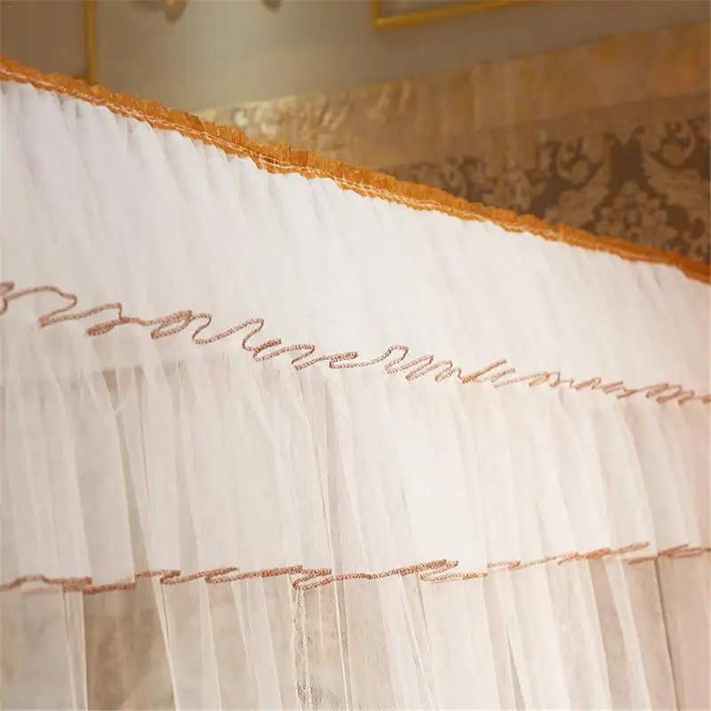 1.5*2 m 4 Posters Pink Bed Canopy Princess Queen Mosquito Bedding Net Bed Tent Four Corners Floor-Length Curtain #CO