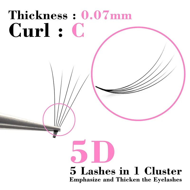 Kimcci 5D Natural Individual Faux Mink Eyelashes Russian Volume Grafting Eyelash Extension Makeup False Eye Lashes 0.07C Cilia