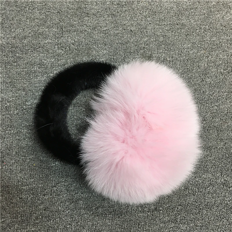 IANLAN Winter Womens Real Mink Fur & Fox Fur Earmuffs for Ladies Soft Fur Earmuffs Luxury Accessories Girls Ear Warmers IL00512