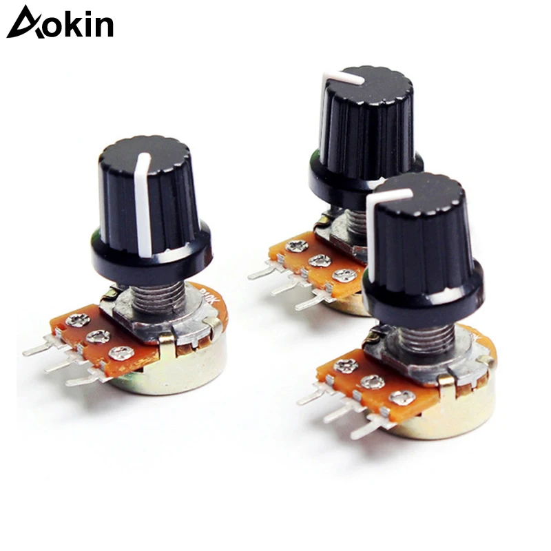 5pcs WH148 B1K/B2K/B5K/B10K/B20K/B50K/B100K/B500K 3Pin 15mm Shaft Amplifier Dual Stereo Potentiometer 1K/2K/5K/10K/50K/100K/500K