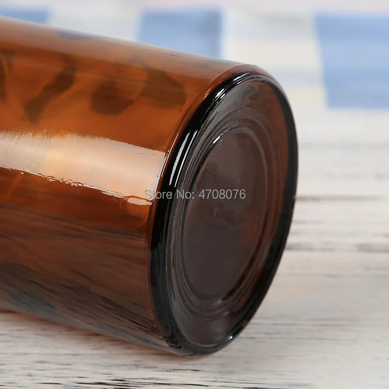 30/60/125/250/500ml Lab glass reagent bottle with glass cover lid Brown sample bottle wide frosted mouth for chemical experiment