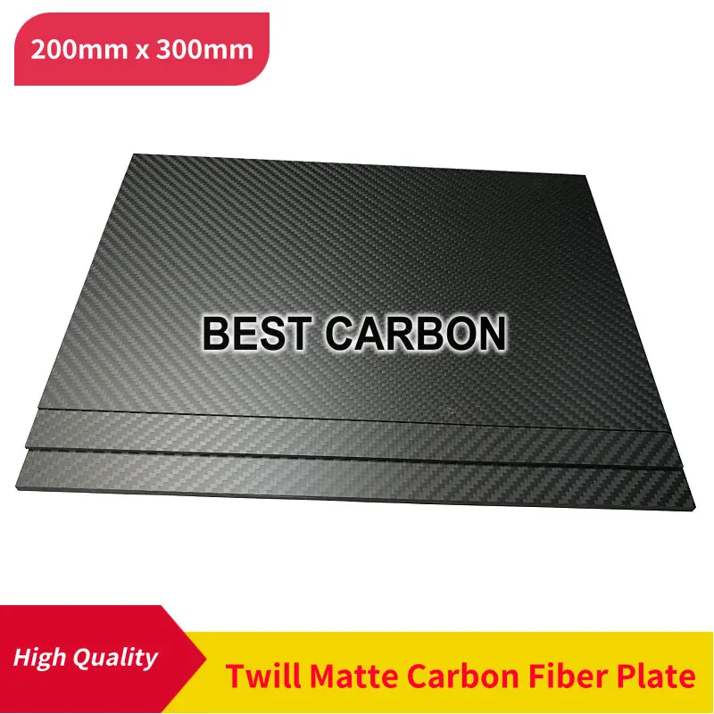 Free Shipping 200mm x 300mm 3K Twill Matte 100% Carbon Fiber Plate, laminate plate, rigid plate , car board , rc plane plate