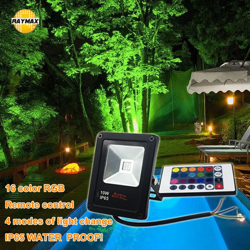 LED Flood Light 10W 20W Outdoor RGB Floodlight Reflector Spotlight IP65 LED Wall Washer Light Remote Control Garden Waterproof
