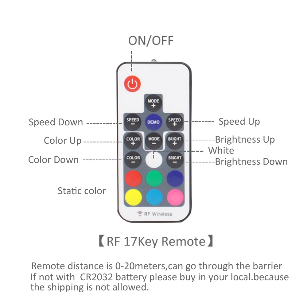 DC12V SATA RGB Controller Mini RF17 Keys Remote Wireless Large 4 Pin RGB Controller for PC Computer Case 5050 LED Strip Lighting