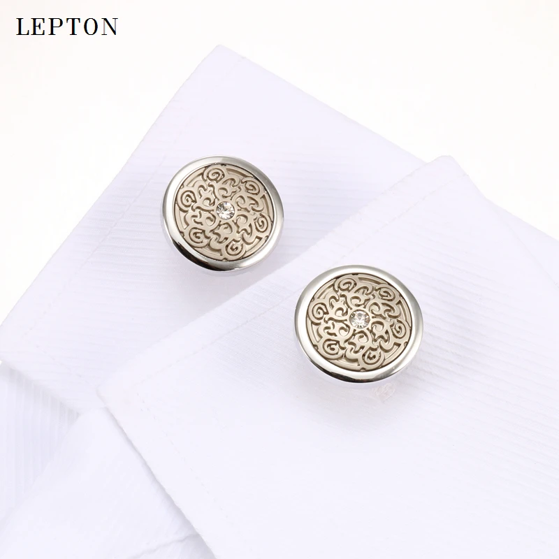 رجل الأعمال الفضة اللون الطوطم أزرار أكمام ليبتون موضة مستديرة جميلة الطوطم أزرار أكمام للرجال قميص الأصفاد أزرار أكمام Gemelos
