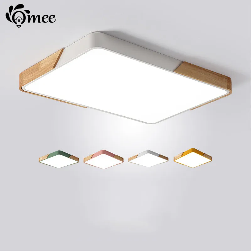 

Modern Wood LED ceiling Lights Rectangle Living Dimmable Remote control light foyer Bedroom Square Kitchen Surface ceiling lamp