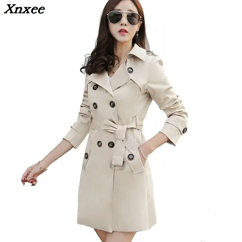 

Xnxee Trench Coat For Women Double Breasted Slim Long Spring Casaco Feminino Abrigos Mujer Autumn Outerwear Female Overcoat