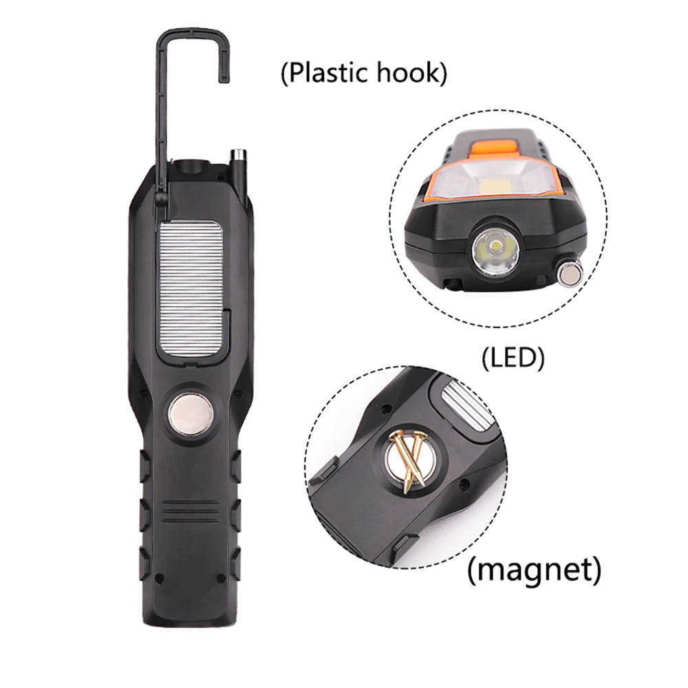 COB LED Worklight USB Rechargeable Super Bright Flexible Magnetic Worklight Inspection Lamp Flashlight Emergency Light Portable