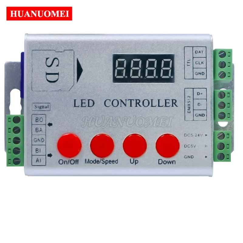 RF SD Card LED Pixel Controller Programmable LED Controller;DC5~24V;Support APA102/WS2812/WS2811/DMX512/SK6812/UCS1903/LPD8806