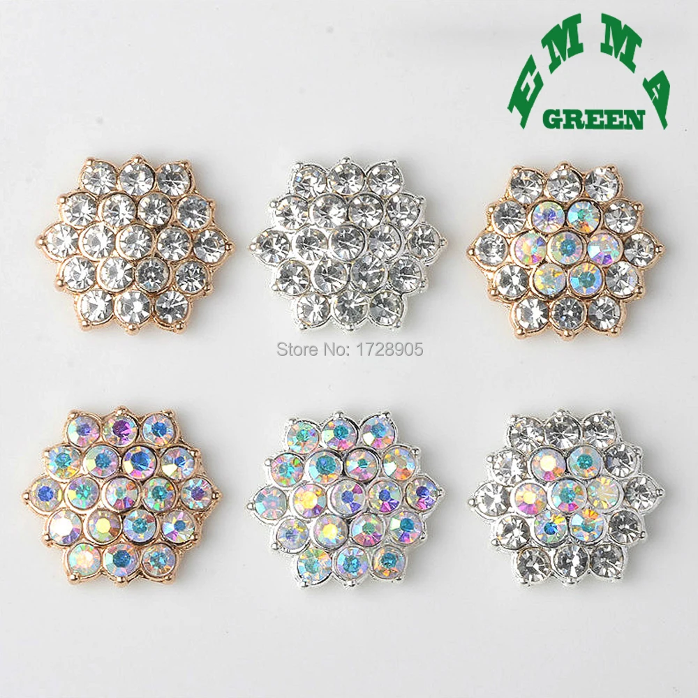 Nail Art Decoration Silver gold Tone AB Rhinestone DIY Embellishments Flatback Buttons Hair Accessories Decors 17mm 10pcs