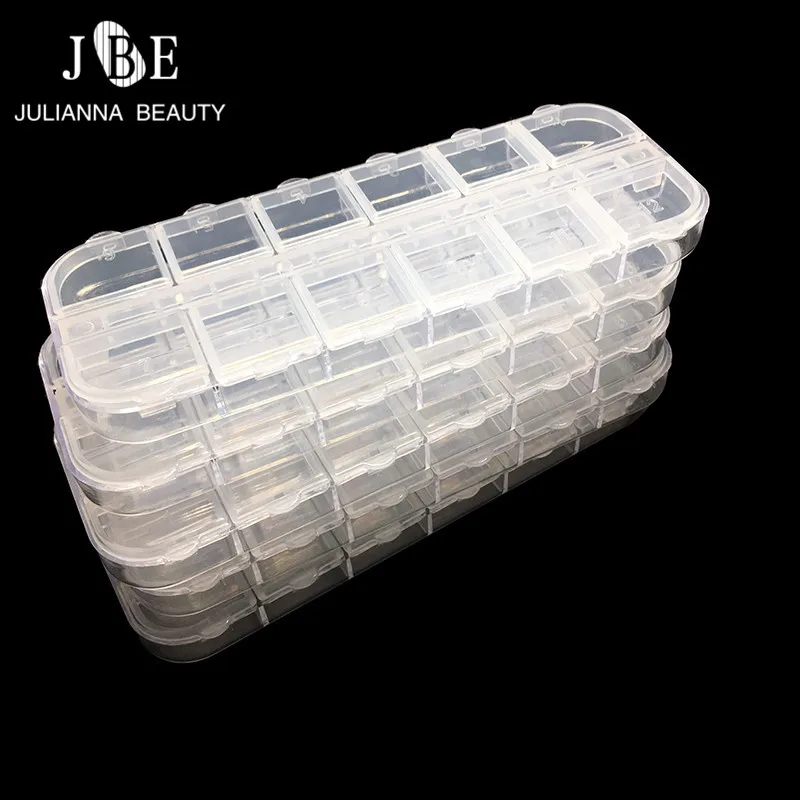 10 Box 12 Grids Acrylic Clear Empty Storage Box/Case/Container Nail Art Accessory For Rhinestones Jewelry Beads Decorations Tool