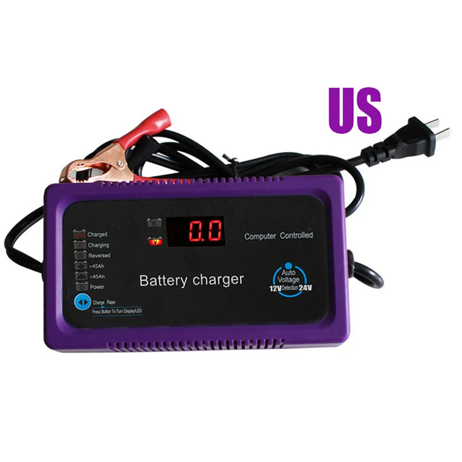 

Battery Charger Microcomputer Repair Battery Charger With LCD Display US Plug 12V/24V 200AH for Car Motorcycle