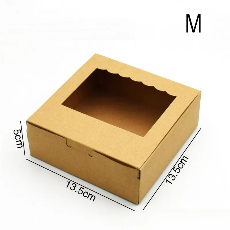 20PCS Kraft Paper Gift Box Brown Wedding Party Favors Handicrafts Cosmetics Box Window Cake Gift Packaging Box Candy Sweety