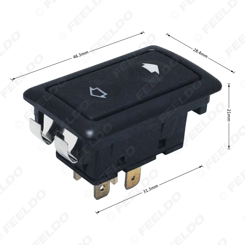 MOTOBOTS Universal Metallic Snap Clip-On 6Pins Auto Power Window Switch 10A~30A With illumination Indicator Single Button #5797