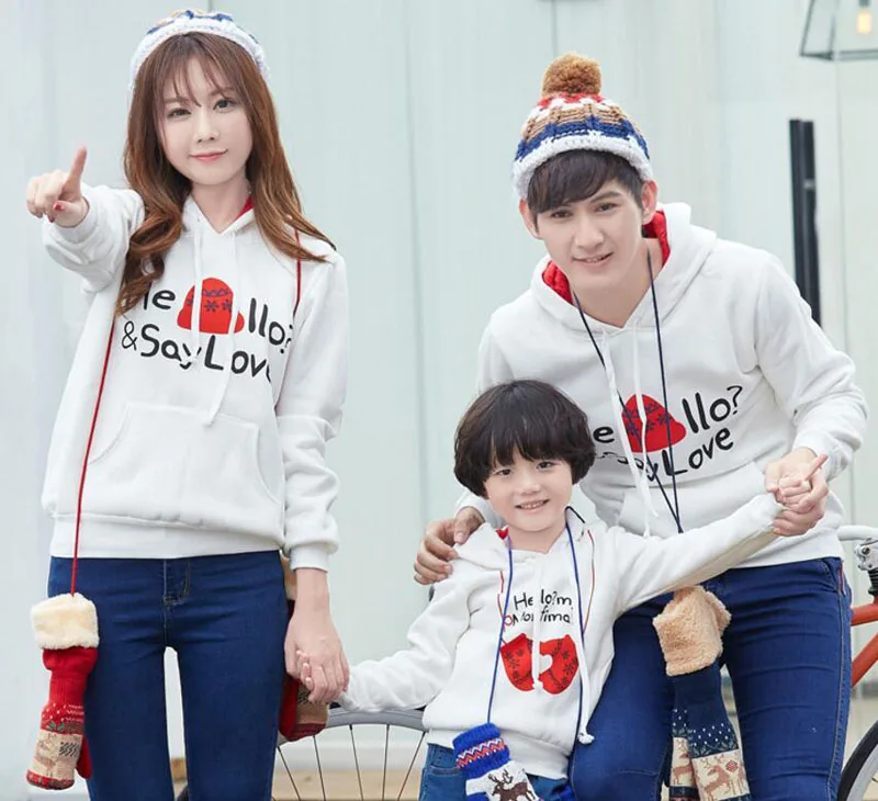 Matching Family Clothing Autumn Winter Christmas Active Cotton Hooded Father Son Mother Daughter Men Women Children Clothes