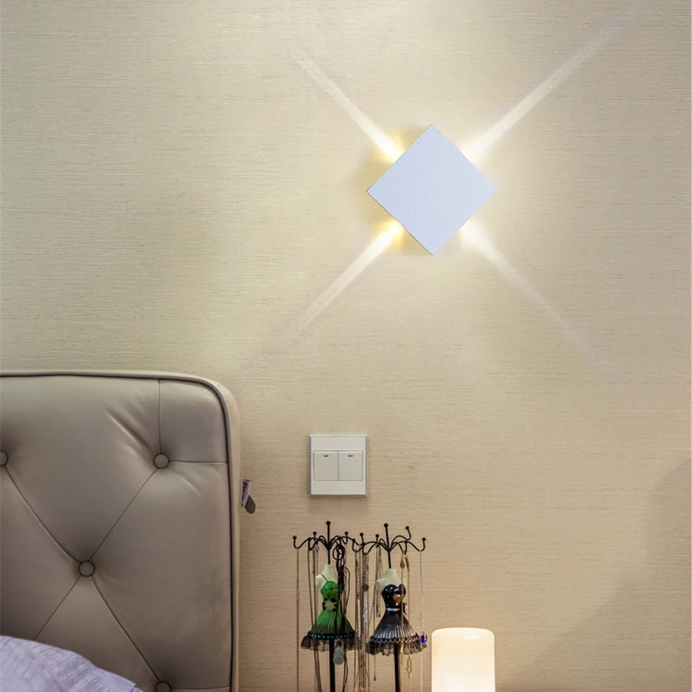 LED Wall Lamp Bedside Lamp Bedroom Living Room Wall Lamp Modern Simple Creative Corridor Hotel Cross Star Wall Light AC85-265V