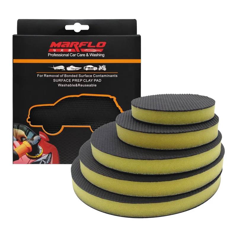 Polishing Pad Magic Clay Bar Heavy Car Wash Sponges Car Cleaning Pad Marflo Paint Care Before Sponge Polishing Wax 6 5 4 3 inch