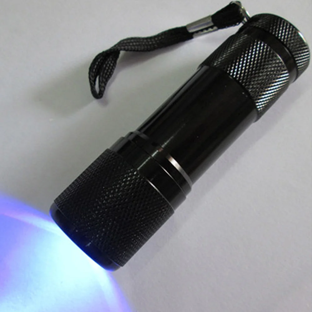 Mini UV 9 Led Flashlight Ultraviolet Torch Ultra Violet Purple Light Lanterna18650 Battery Flashlight Money Currency Detector