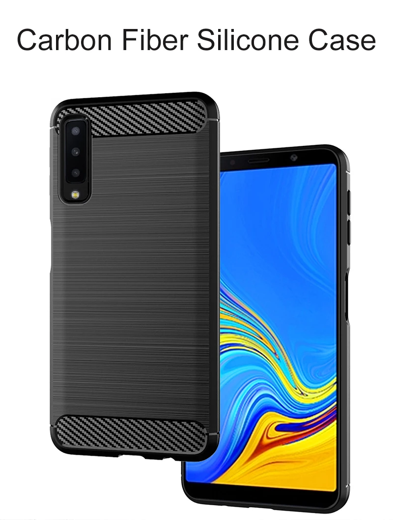 For Samsung A7 2018 A750F Case Carbon Fiber TPU Phone Case For Samsung Galaxy A7 2018 Phone Bags Silicone Cover Coque Capa