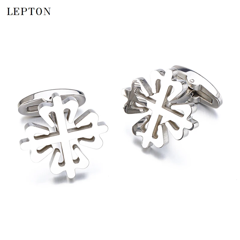 Lepton Stainless Steel Cufflinks For Mens Hot Sale High Shiny Metal Cuff links Wedding Party Gift Men Shirt Cuffs Cufflink