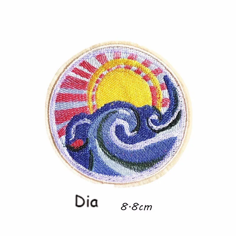 Fine Sea Sun Rise Scenery DIY Cloth Badges Mend Decorate Iron On Patch Clothes Apparel Sewing Decoration Applique Sew On Patches