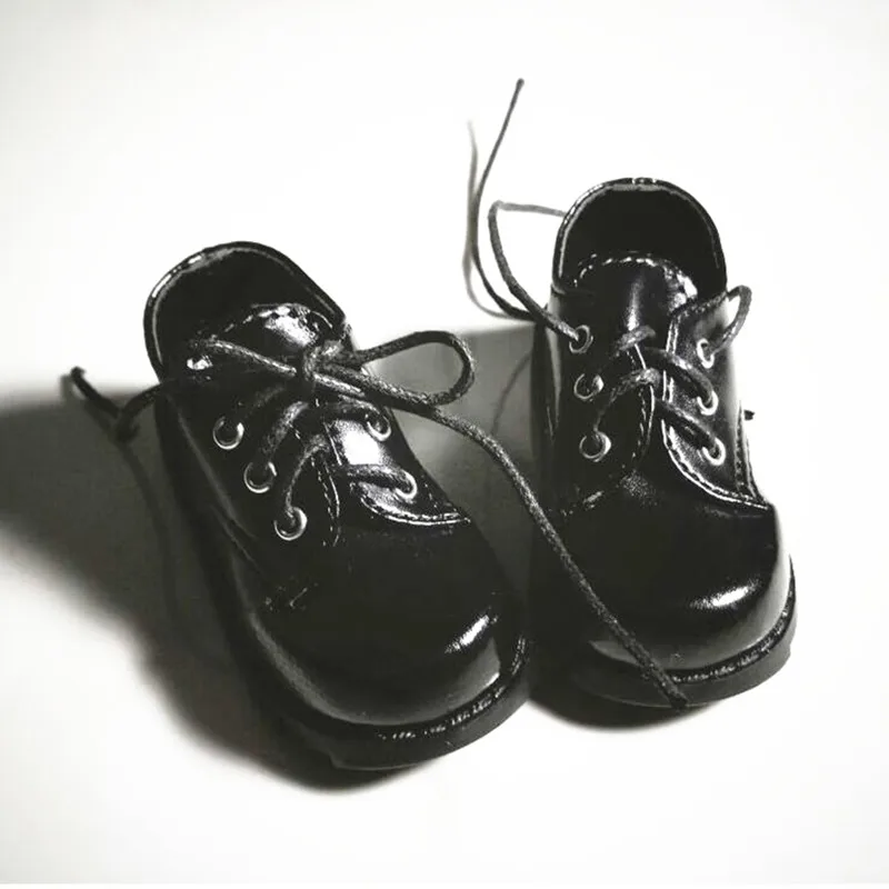 Fashion Doll Shoes for Boys,PU Leather Black Shoes for Dolls Accessories,Mini Doll Boots for 1/4 1/3 SD BJD Dolls One Pair