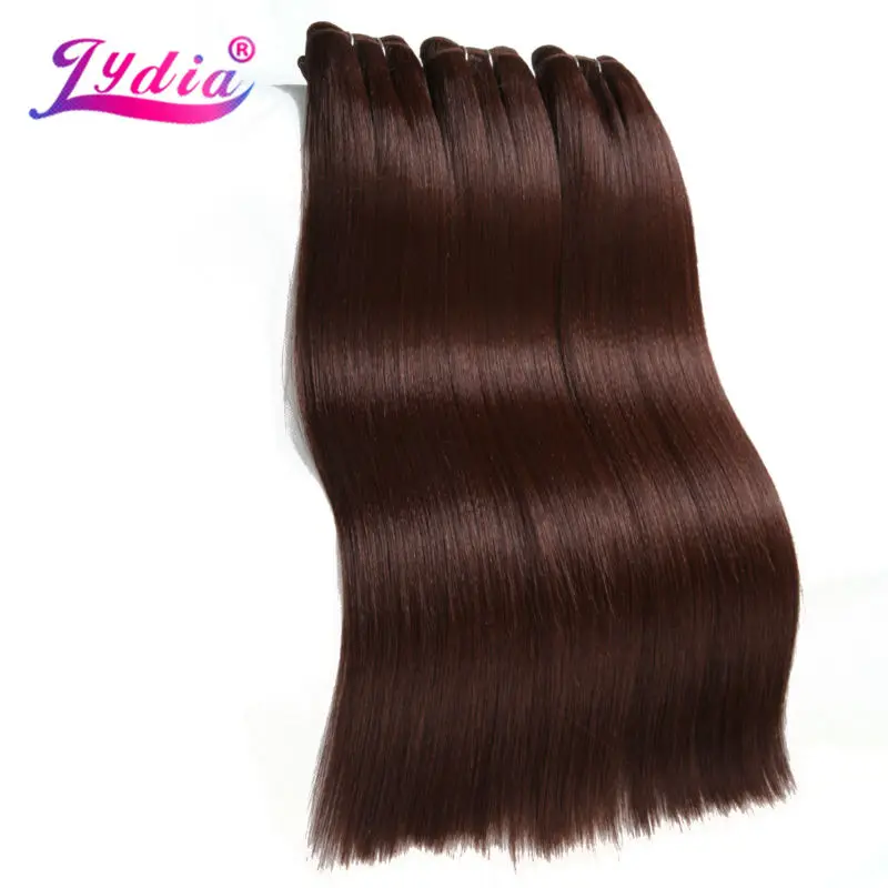 Lydia Synthetic Hair Extension 3Pieces/lot Silky Straight Yaki Weaving 10-26 Inch Pure Color 33# 100% Futura Fiber Bundles Brown