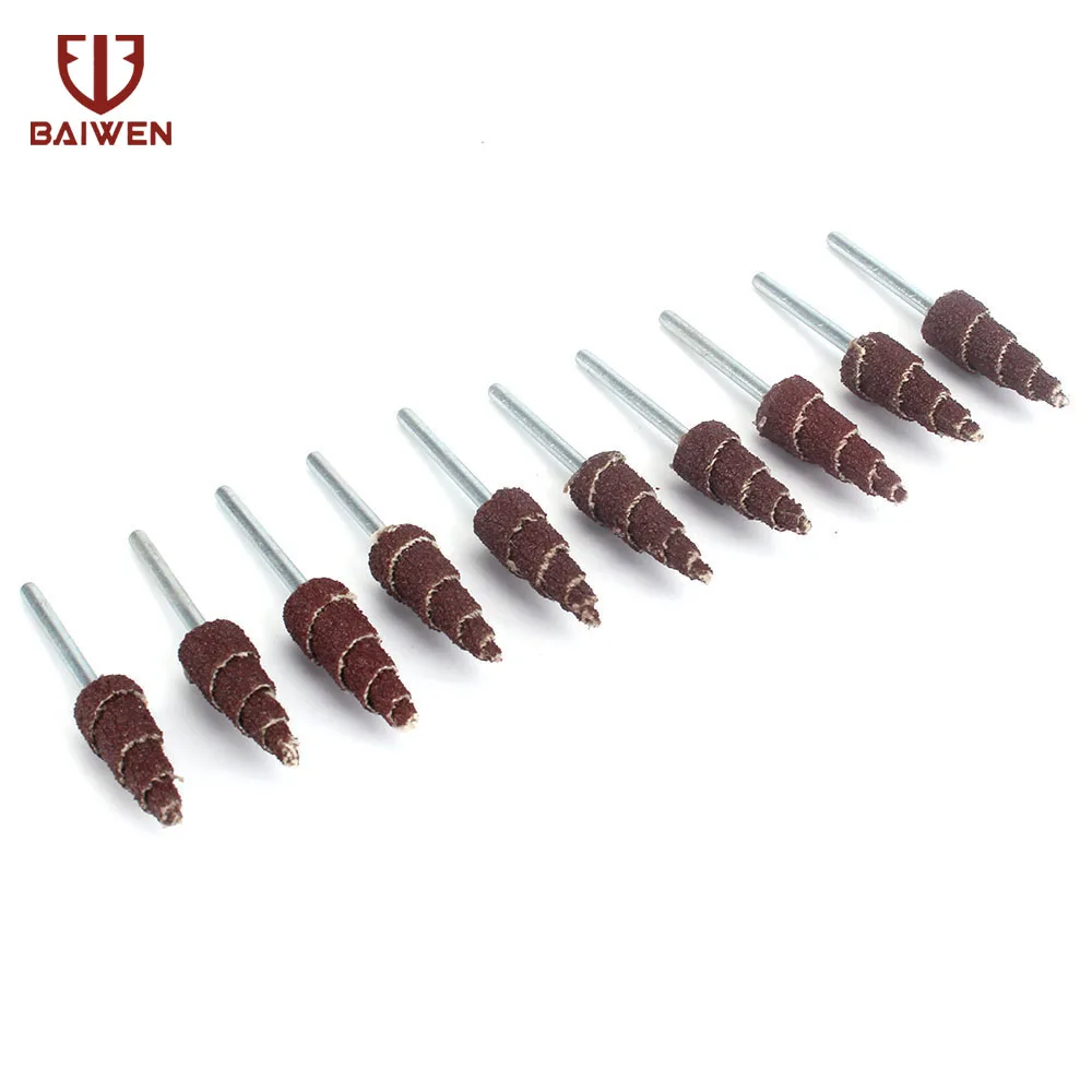 10/20/50Pcs 10mm Grinding Head Sandpaper Flap Cone Dremel Accessorie Rotary Tool 80-320 Grit