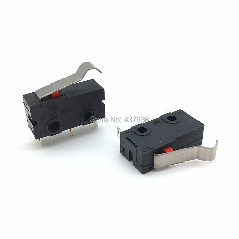 10pcs Limited Switch 3 Pin NO NC 5A 250VAC Micro Switch KW12 ARC Lever Handle Length 16mm