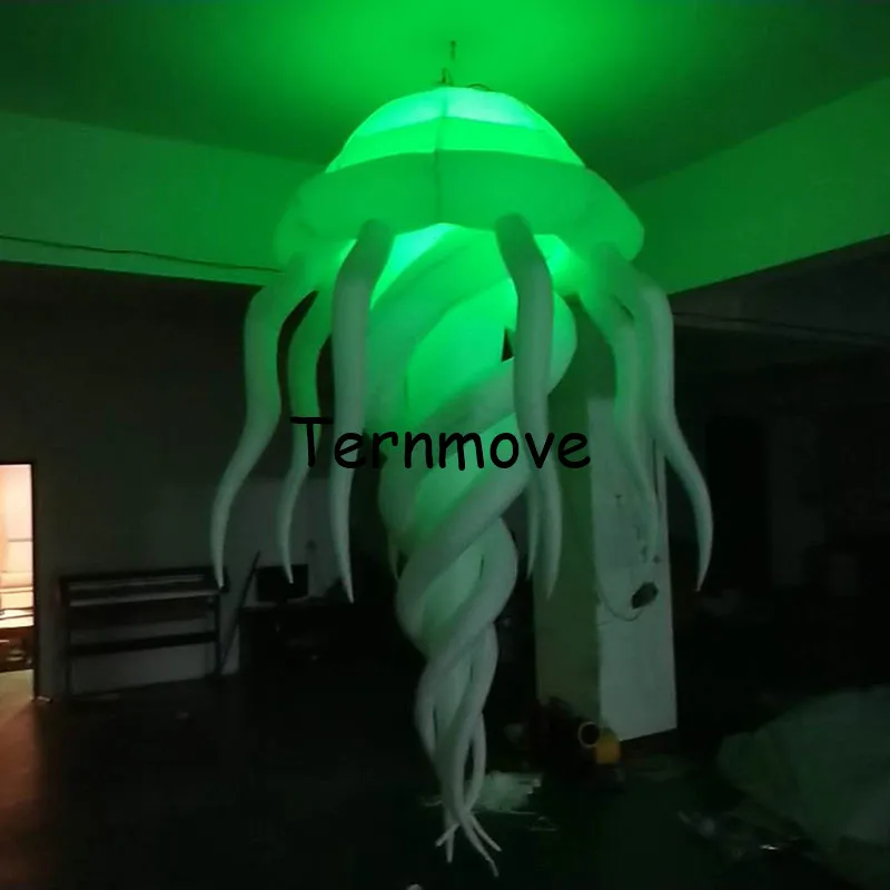 Hanging led light decoration inflatable jellyfish balloon colorful air jellyfish led inflatable jellyfish, color changing