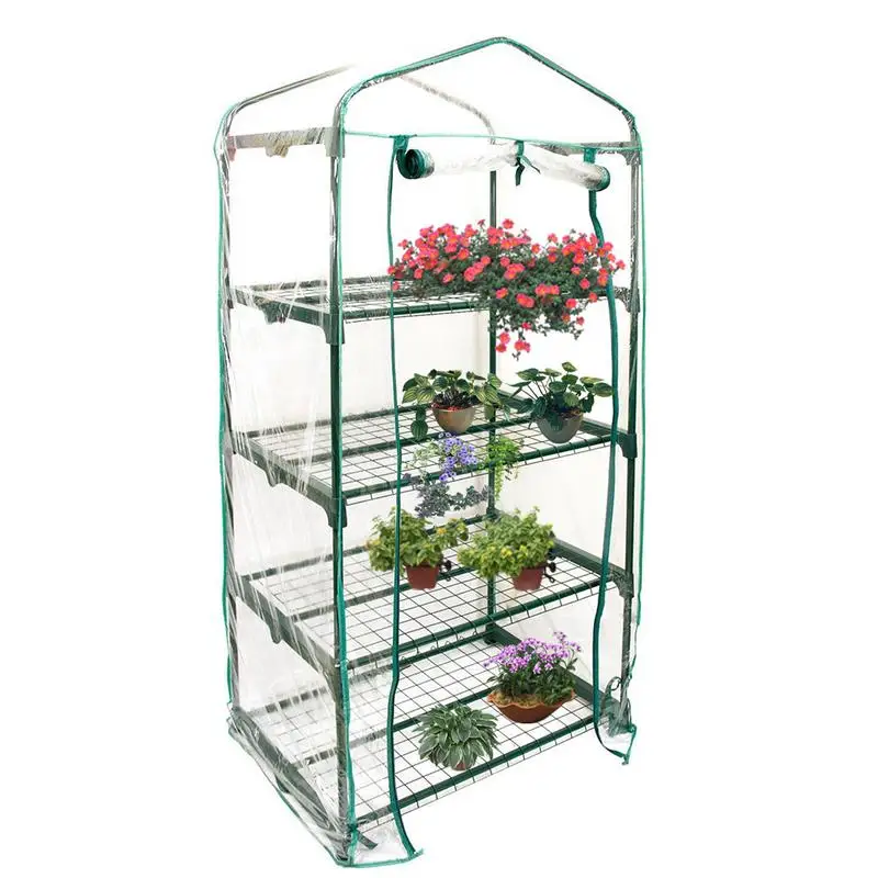 PVC Warm Garden Tier Mini Household Plant Greenhouse Cover Waterproof Anti-UV Protect Garden Plants Flowers (without Iron Stand)