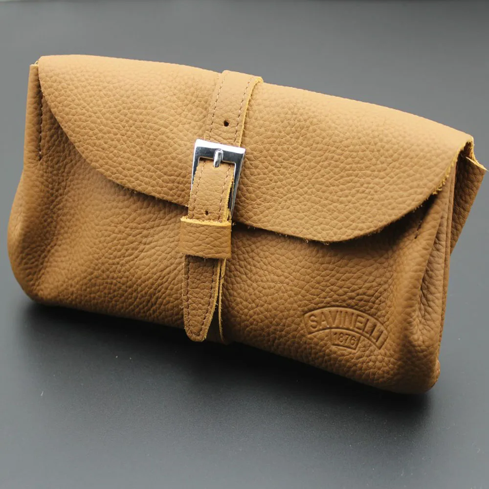 Soft Nature Solid 100% Real Leather Pipe Bag Purse Portable Travel Wood Tobacco Smoking Pipe Case/Pouch Smoking Tool Accessories