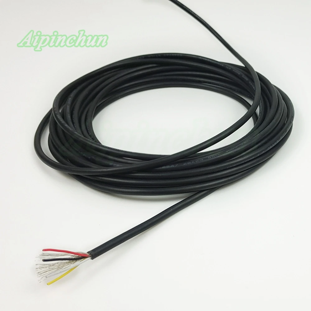 Aipincheng 20 متر 2 3 4 5 الأساسية سلك محمي 2547 28AWG 2.1 قناة الصوت خط إشارة كابل درع سلك ل مكبر للصوت