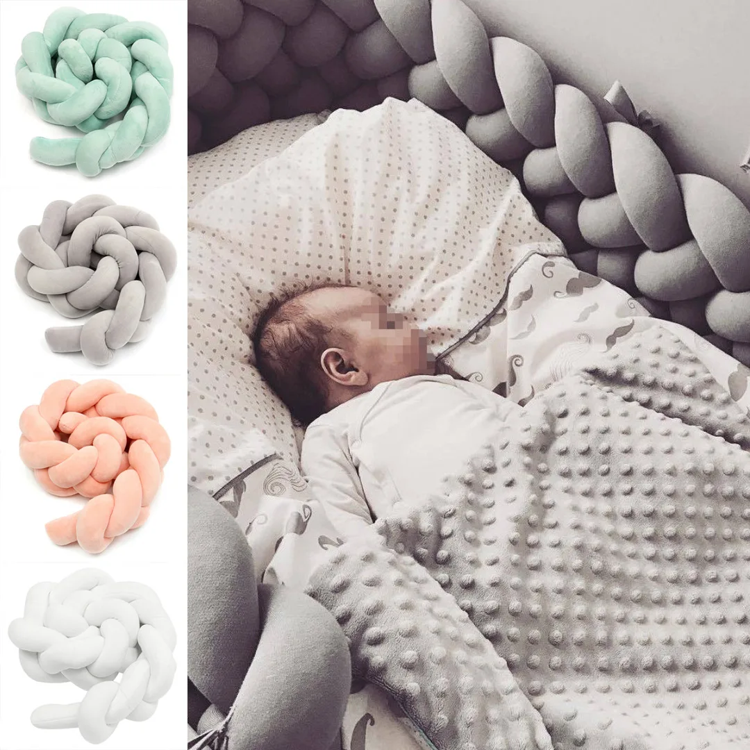 New Baby Infant Plush Crib Bumper Bed Bedding Cot Braid Pillow Pad Protector