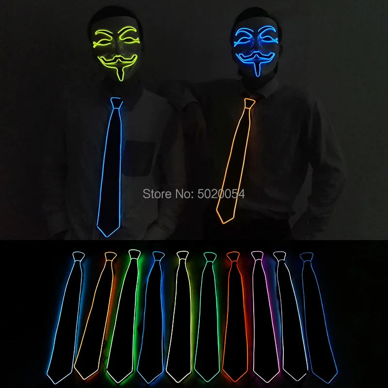 

Fashion EL Wire Tie Flashing Cosplay LED Tie Men Costume Neon Flexible Necktie Glowing DJ BAR Dance Carnival Cool Props