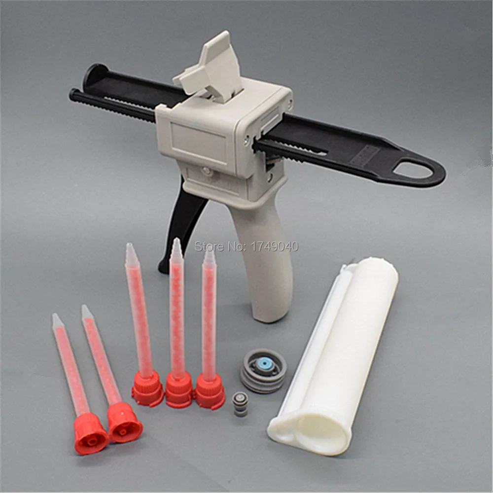 75 ml 10:1 AB colla Epossidica Colla Pistola Applicatore Colla A Due Componenti Dispenser con 75 ml 10:1 Vuoto Doppia-Barile cartuccia 5 pc Ugello di Miscelazione