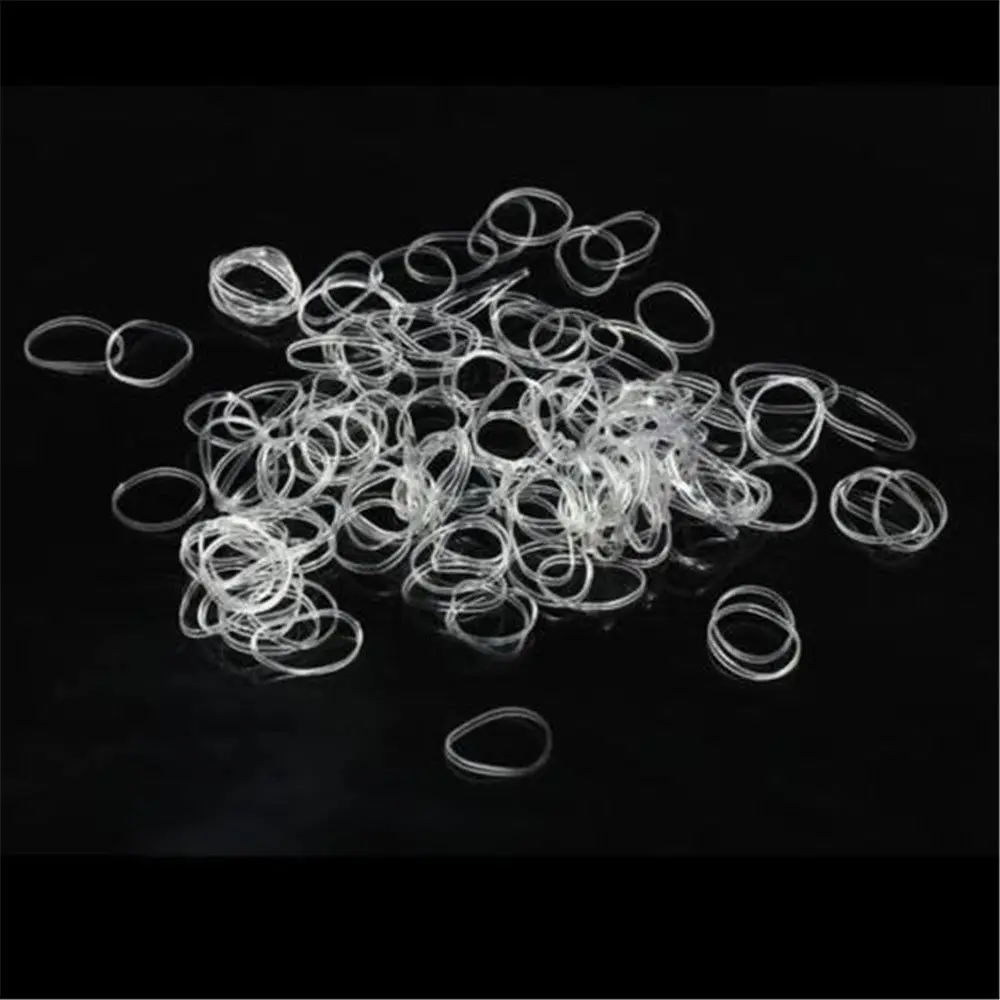 200 Pcs/Pack Clear Rubber Bands Hair Accessories Mini Braid Plaits Ponytail Holder Ties Popular Elastic Hair Bands