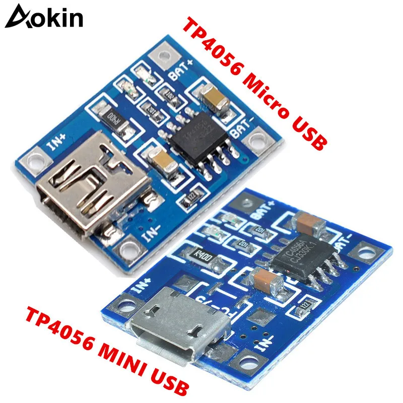 10 Pcs TP4056 5V 1A Micro USB Mini USB 18650 Lithium Battery Charging Board Charger Module+Protection Dual Functions