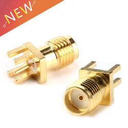 5Pcs SMA Female Jack Connector For 1.6mm Solder Edge PCB Straight Mount Gold plated RF Connectors Receptacle Solder