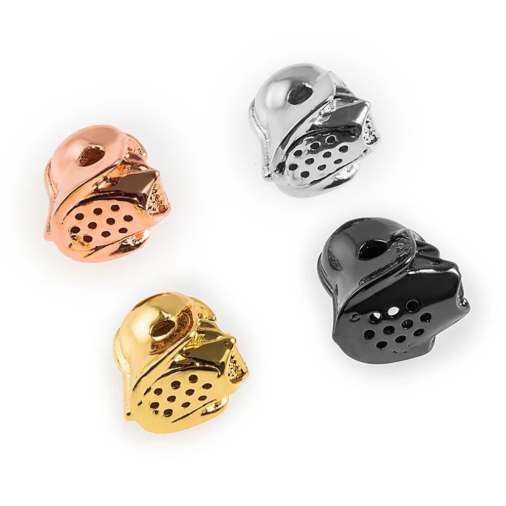 12*10mm Biochemical Warrior Helmet Brass Cubic Zirconia Diy Men\'s Beads Bracelet Jewelry Making Accessories Connector Found Hole